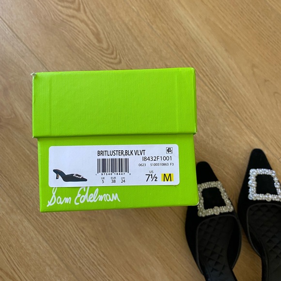 Sam Edelman britluster Black Velvet Women's Mules - Picture 4 of 4